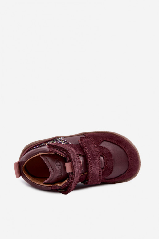 Zapatos de ante para niños burdeos Barefoot Froddo G2110157-4