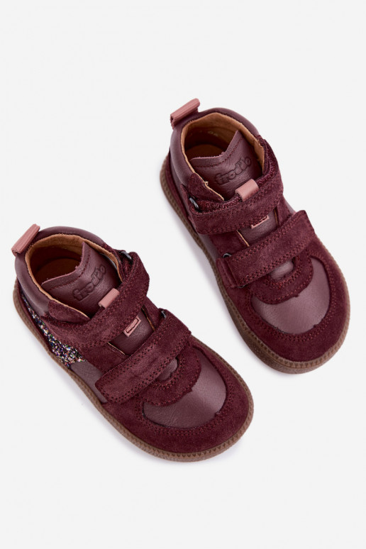 Zapatos de ante para niños burdeos Barefoot Froddo G2110157-4