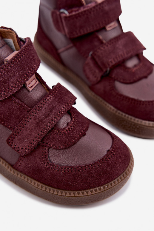 Zapatos de ante para niños burdeos Barefoot Froddo G2110157-4