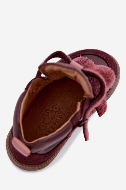 Zapatos de ante para niños burdeos Barefoot Froddo G2110157-4
