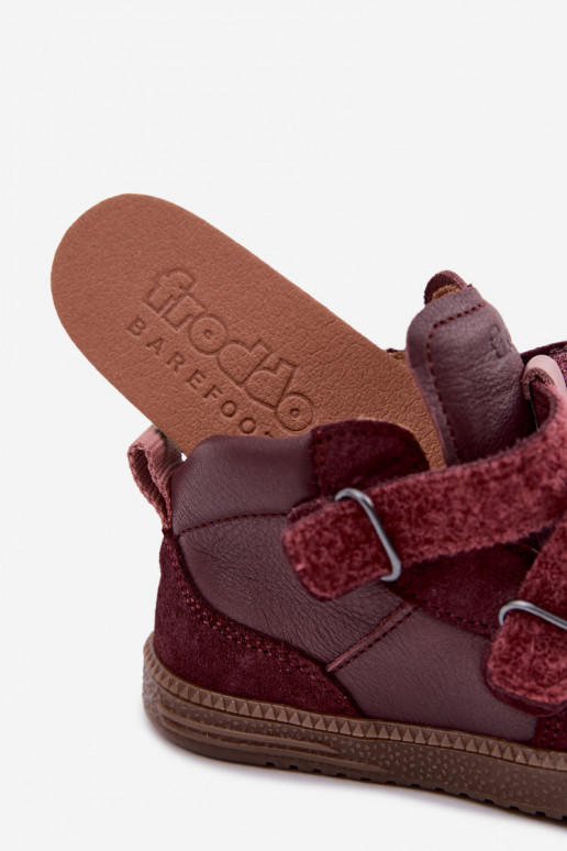 Zapatos de ante para niños burdeos Barefoot Froddo G2110157-4