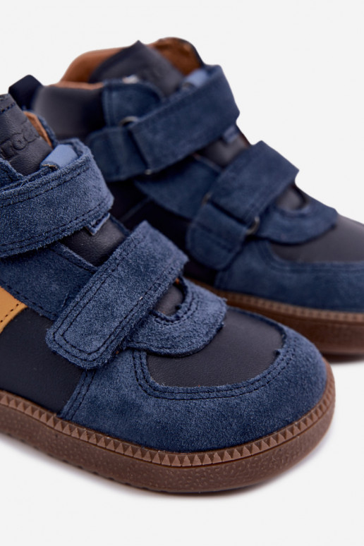 Zapatos de ante para niños azul oscuro Barefoot Froddo G2110157