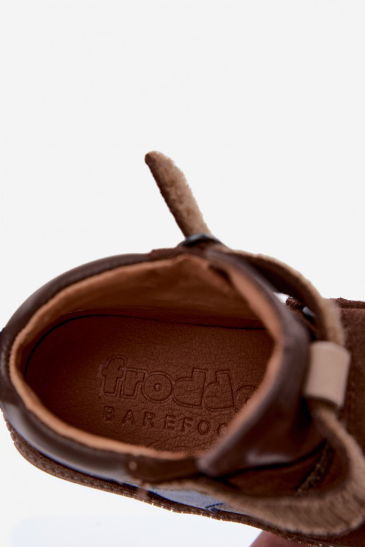 Zapatos de ante para niños marrones Barefoot Froddo G2110157-1