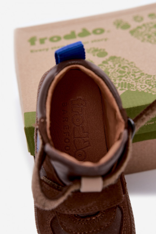 Zapatos de ante para niños marrones Barefoot Froddo G2110157-1