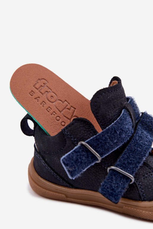 Zapatos de cuero para niños azul oscuro Barefoot Froddo G2130380