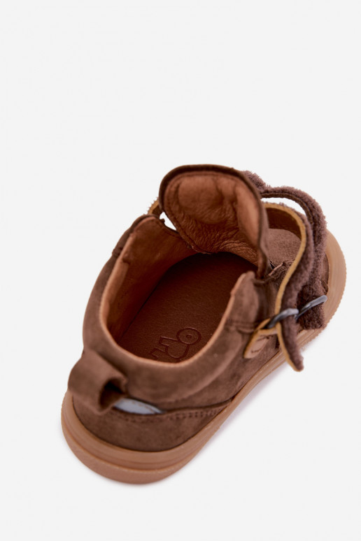 Zapatos de cuero para niños marrones Barefoot Froddo G2130380-2