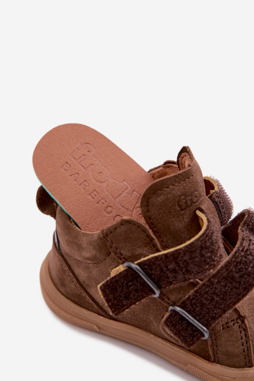 Zapatos de cuero para niños marrones Barefoot Froddo G2130380-2
