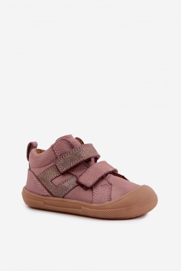 Zapatos de cuero para niños Barefoot FRODDO G2130380-3 en rosa