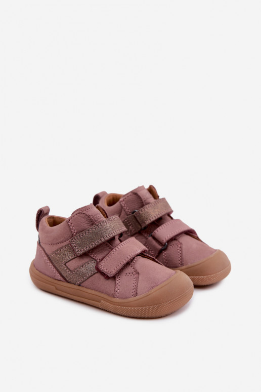 Zapatos de cuero para niños Barefoot FRODDO G2130380-3 en rosa