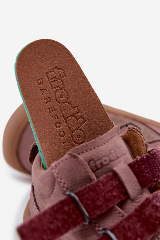 Zapatos de cuero para niños Barefoot FRODDO G2130380-3 en rosa