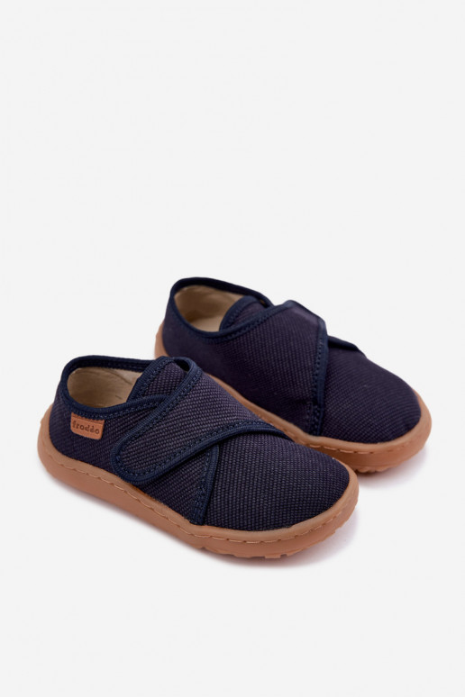 Zapatillas para niños con cierres adhesivos Barefoot Froddo G1700438 en azul oscuro