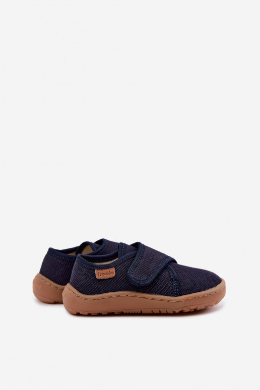 Zapatillas para niños con cierres adhesivos Barefoot Froddo G1700438 en azul oscuro