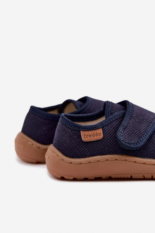 Zapatillas para niños con cierres adhesivos Barefoot Froddo G1700438 en azul oscuro