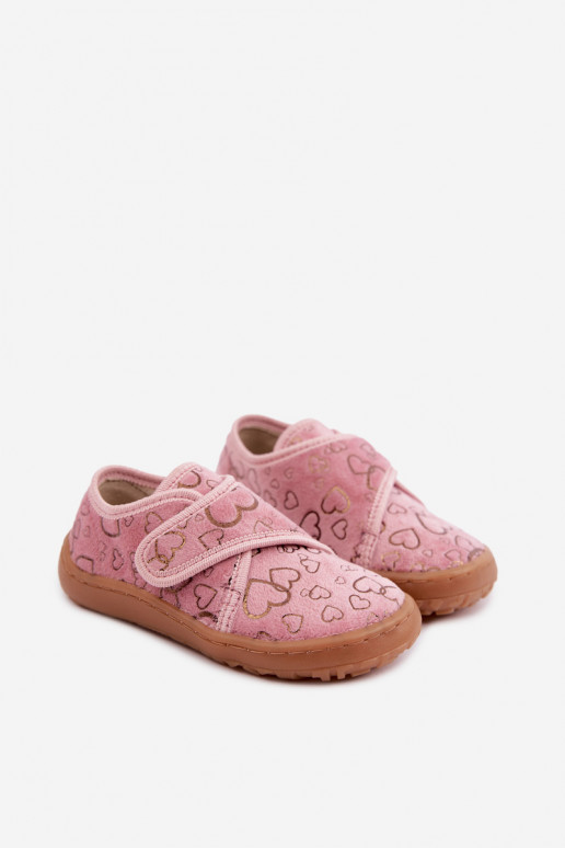 Zapatillas para niños con cierres adhesivos Barefoot Širdelės Froddo G1700438-18 en rosa
