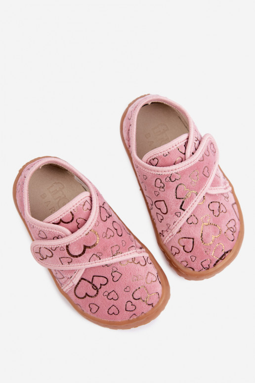 Zapatillas para niños con cierres adhesivos Barefoot Širdelės Froddo G1700438-18 en rosa