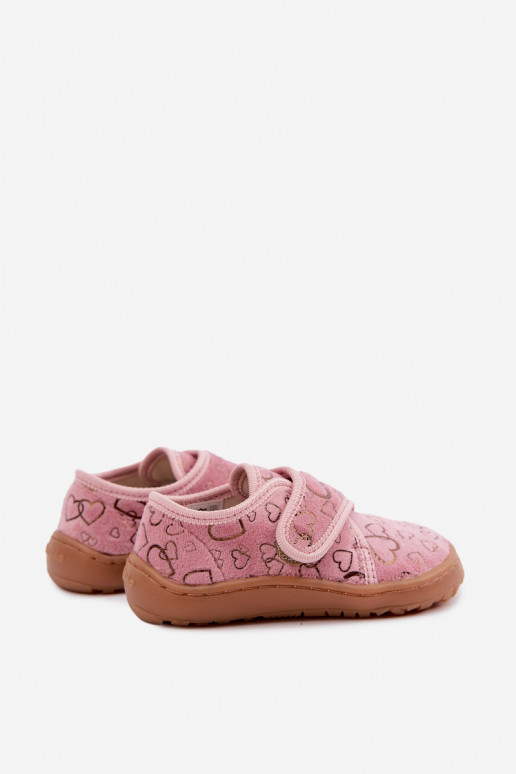 Zapatillas para niños con cierres adhesivos Barefoot Širdelės Froddo G1700438-18 en rosa
