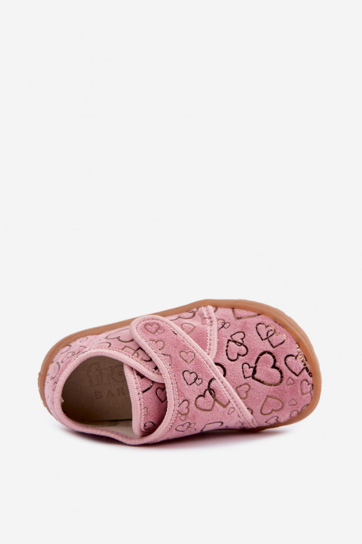 Zapatillas para niños con cierres adhesivos Barefoot Širdelės Froddo G1700438-18 en rosa
