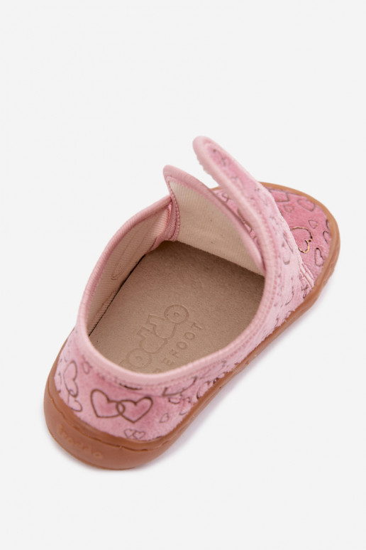 Zapatillas para niños con cierres adhesivos Barefoot Širdelės Froddo G1700438-18 en rosa