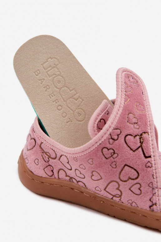 Zapatillas para niños con cierres adhesivos Barefoot Širdelės Froddo G1700438-18 en rosa