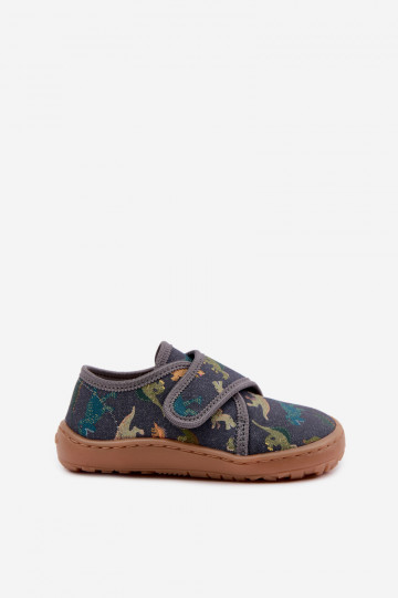 Zapatillas para niños con cierres adhesivos Barefoot Dinozaurai Froddo G1700438-26 en gris 2