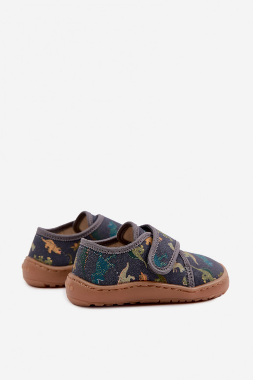 Zapatillas para niños con cierres adhesivos Barefoot Dinozaurai Froddo G1700438-26 en gris