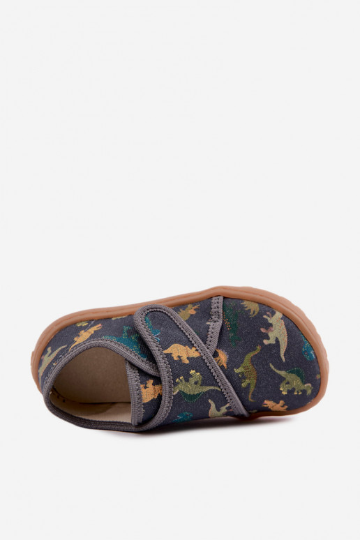 Zapatillas para niños con cierres adhesivos Barefoot Dinozaurai Froddo G1700438-26 en gris