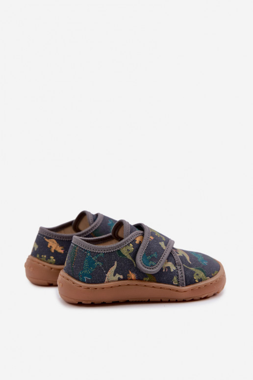Zapatillas para niños con cierres adhesivos Barefoot Dinozaurai Froddo G1700438-26 en gris