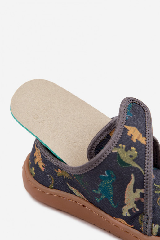 Zapatillas para niños con cierres adhesivos Barefoot Dinozaurai Froddo G1700438-26 en gris