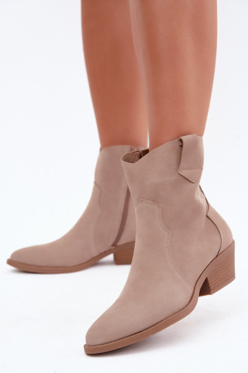 Botas de estilo cowboy de ante sintético con tacones en color arena Daliae 2