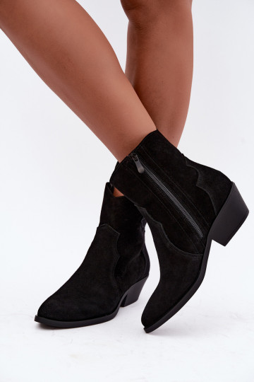 Botas de estilo cowboy de ante sintético con tacones en color negro Daliae 2