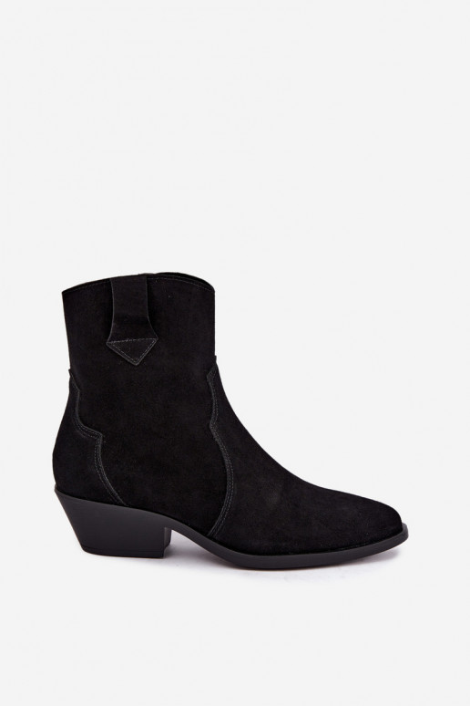 Botas de estilo cowboy de ante sintético con tacones en color negro Daliae
