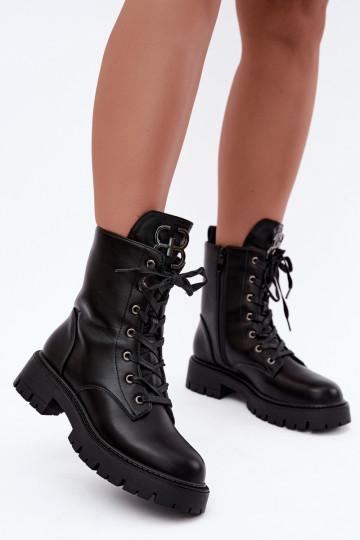 Botines de mujer acolchados con adornos en la lengüeta en color negro Falira 2