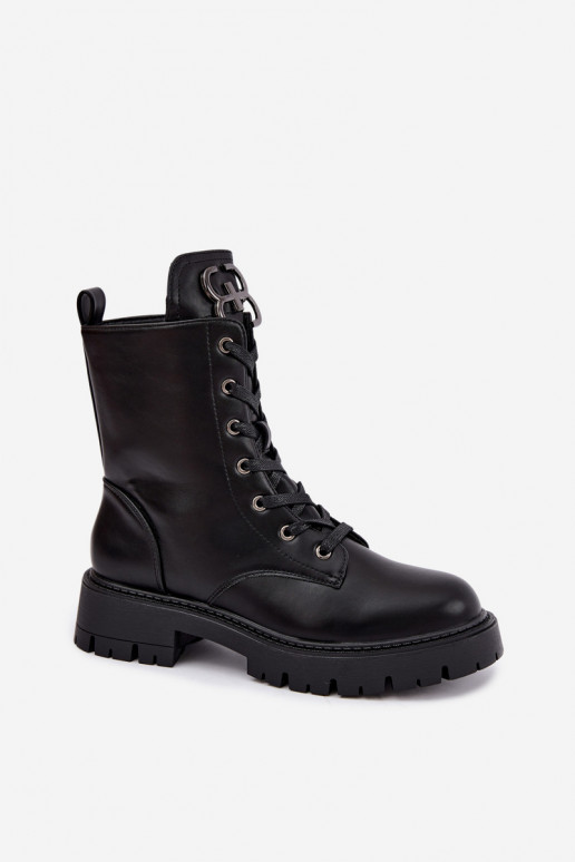 Botines de mujer acolchados con adornos en la lengüeta en color negro Falira