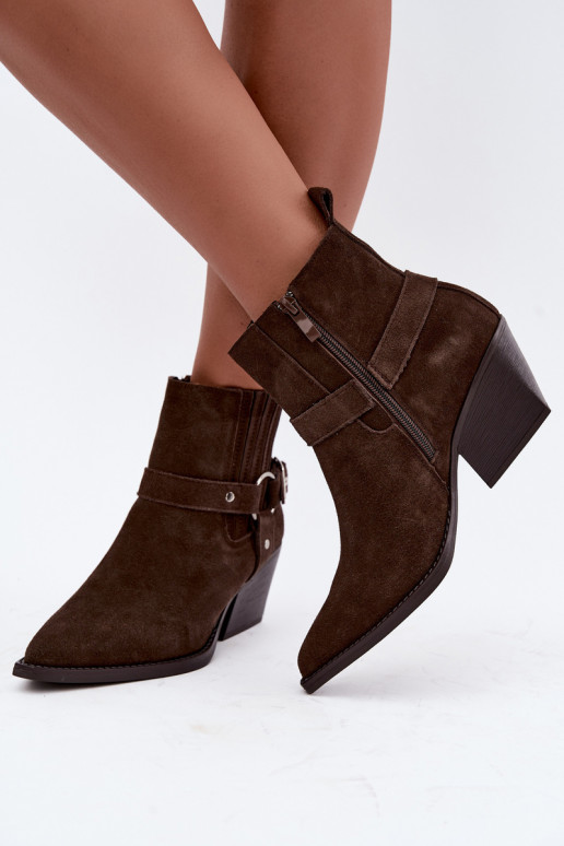 Botas de ante estilo vaquero, cálidas, marrones Fariah