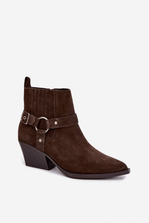 Botas de ante estilo vaquero, cálidas, marrones Fariah