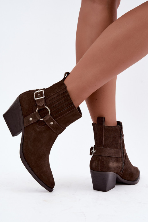 Botas de ante estilo vaquero, cálidas, marrones Fariah