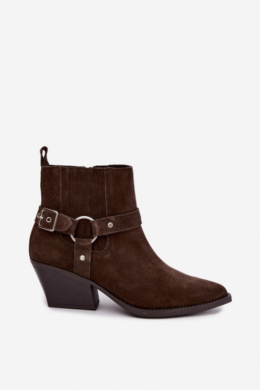 Botas de ante estilo vaquero, cálidas, marrones Fariah