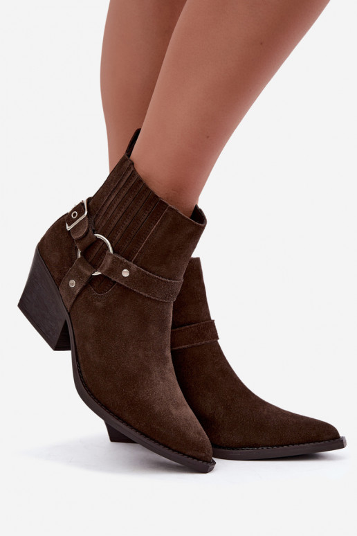 Botas de ante estilo vaquero, cálidas, marrones Fariah