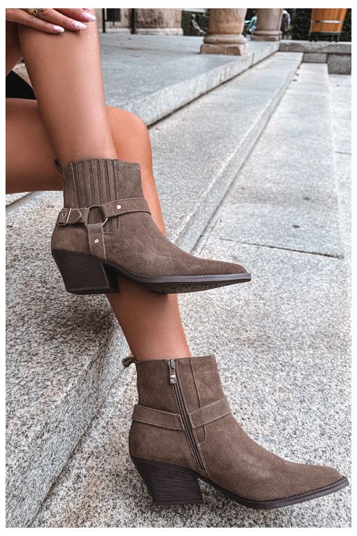 Botas de ante estilo vaquero, cálidas, marrones Fariah
