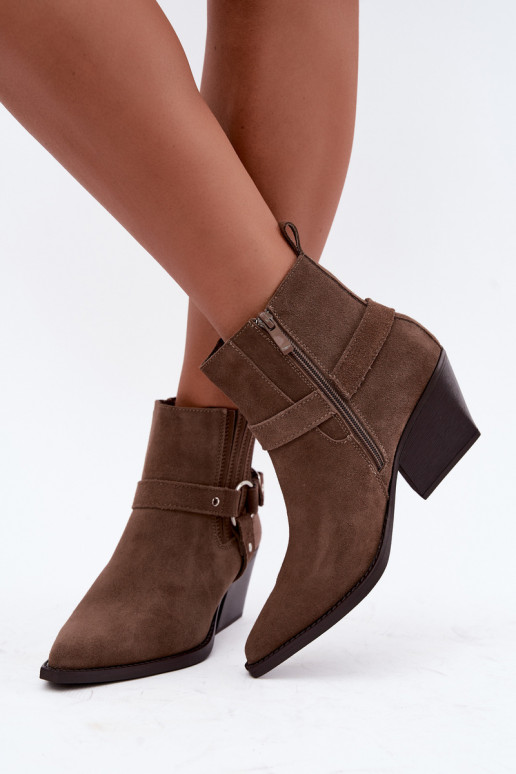 Botas de ante estilo vaquero, cálidas, marrones Fariah