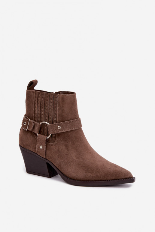 Botas de ante estilo vaquero, cálidas, marrones Fariah