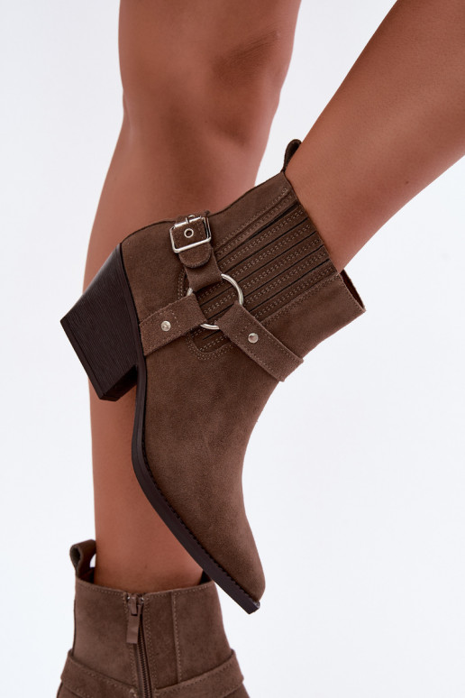 Botas de ante estilo vaquero, cálidas, marrones Fariah