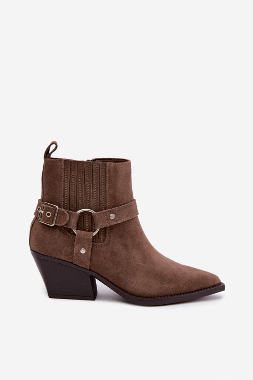 Botas de ante estilo vaquero, cálidas, marrones Fariah
