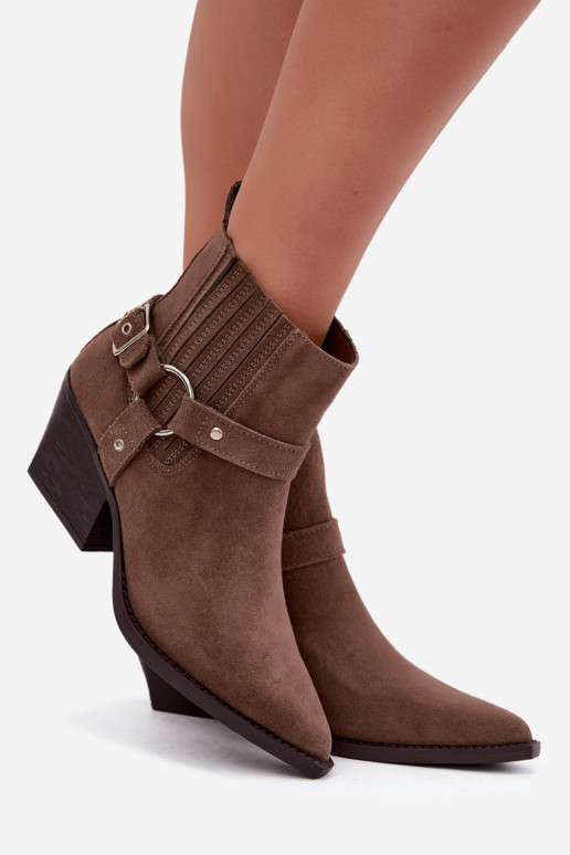 Botas de ante estilo vaquero, cálidas, marrones Fariah