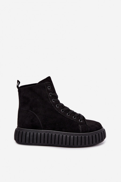 Zapatos casuales acolchados de ante sintético con plataforma en color negro Isaria