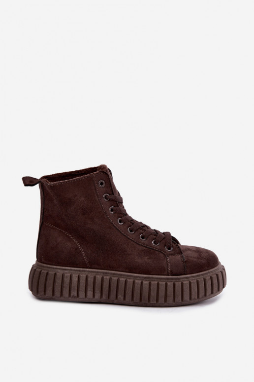 Zapatos casuales acolchados de ante sintético con plataforma en color marrón Isaria