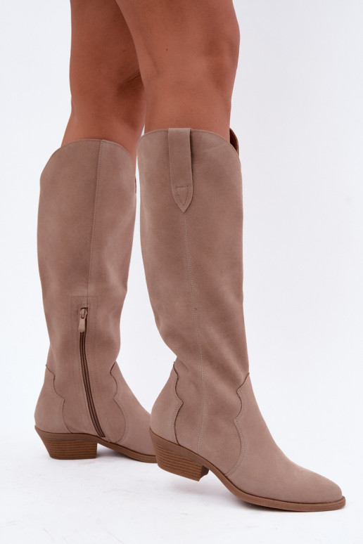 Botas de ante estilo vaquero, color arena Medira