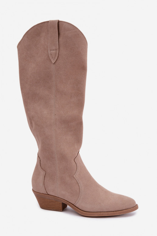 Botas de ante estilo vaquero, color arena Medira