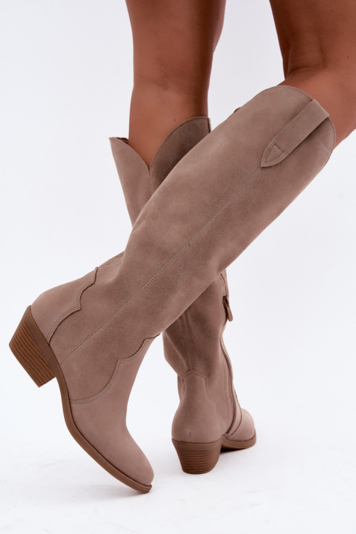 Botas de ante estilo vaquero, color arena Medira