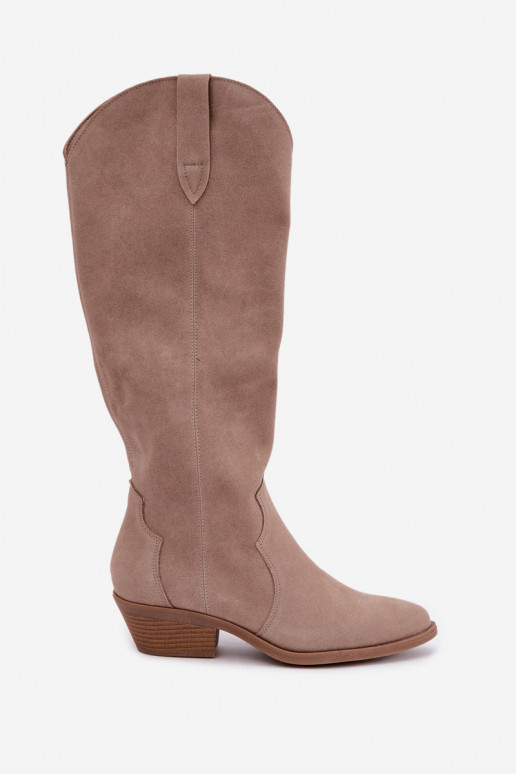 Botas de ante estilo vaquero, color arena Medira